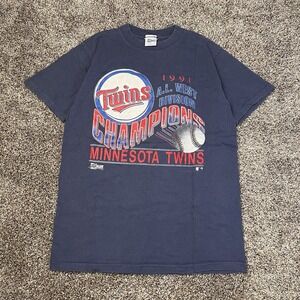 VTG 1991 Champions World Series MLB Mens Size L Baseball T-Shirt Twins Salem USA